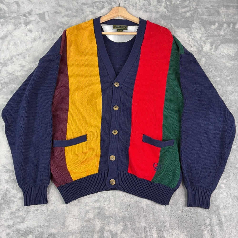 Croft & Barrow Colorblock Button Front Cardigan Mens Size Large Vintage 90's